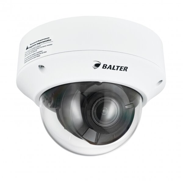 BALTER X ECO Vandalensichere IP Dome-Kamera mit 4.0MP, 2.7-13.5mm Motorzoom, AutoFocus, Nachtsicht 50m, WDR 120dB, ROI, Alarm, Mikrofon, Audio, PoE/12V DC, IK10, IP67