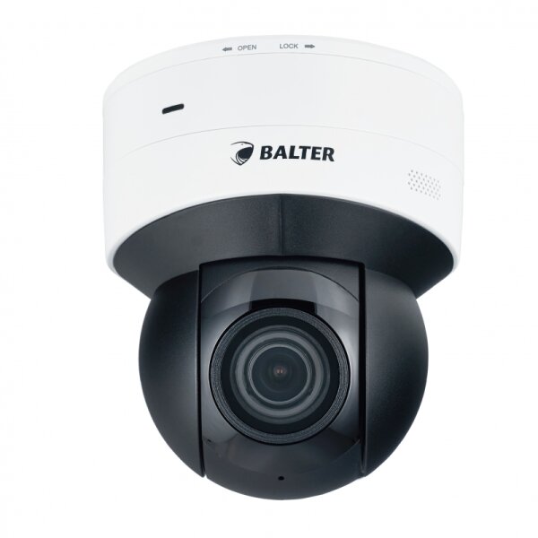 BALTER X ECO WiFi IP Mini-PTZ-Kamera mit 5.0MP, 5X Zoom, 2592x1944p, Nachtsicht 30m, WDR 120dB, Ultra H.265, VCA, 60°/Sek. Geschwindigkeit, Mikrofon, Lautsprecher, PoE/12V DC