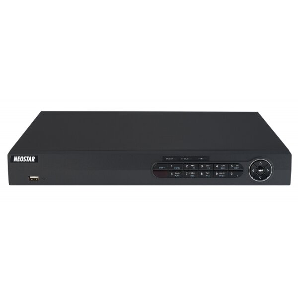 NEOSTAR 16-Kanal 4K UHD PoE NVR, 3840x2160p, 160Mbit, H.265 / H.264+, VCA, CMS, HDMI 4K, 230V AC