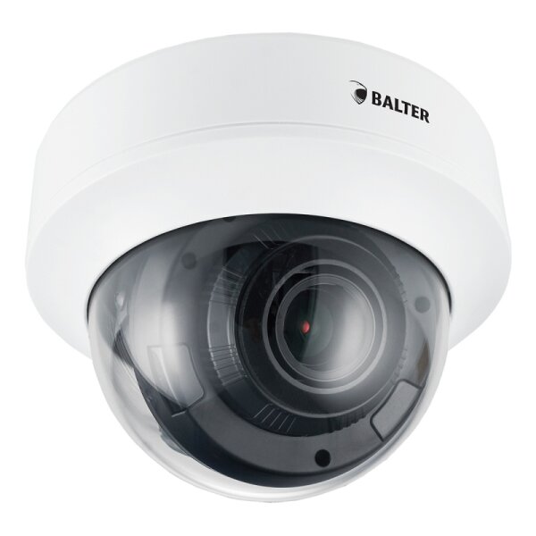 BALTER 5.0MP EXIR Analog HD Dome-Kamera, 2.8-12mm Motorzoom, Nachtsicht 30m, Smart-IR, WDR 120dB, Privatzonen, TVI / AHD / CVI / CVBS, 12V DC