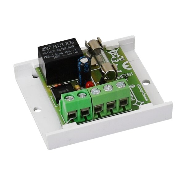 Relaismodul PU1, Versorgung 10÷16VDC/10÷13VAC, Relais 1x REL-C/NO/NC, 1A@30VDC/50VAC, Schmelzsicherung 1.5A