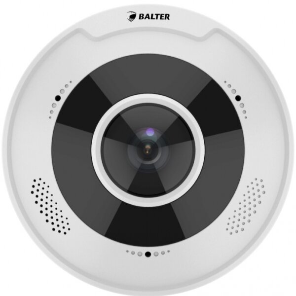 BALTER X ECO IP Fisheye Kamera mit 5.0MP, 360° Panorama Kamerawinkel, 2592x1944, Nachtsicht 10m, WDR 120dB, Ultra H.265, Mikrofon, IP66, PoE/12VDC