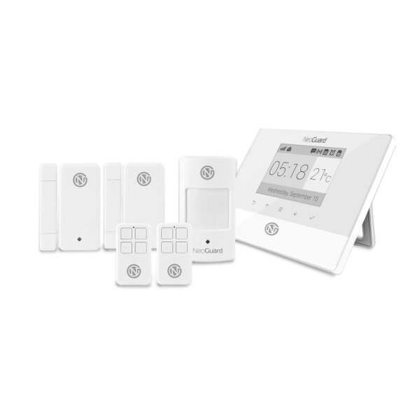 NeoGuard One Starter Set - GSM Smart Home System mit Zentrale, 1x Motion, 2x Door/Window und 2x KeyFob